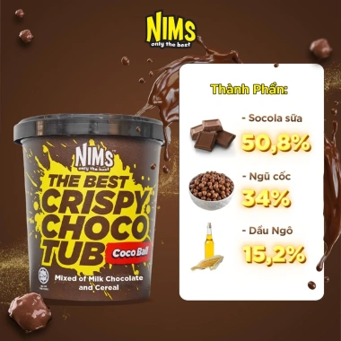 Hộp Lớn 250g Sô Cô La Sữa Nims Giòn Tan, Hạt Viên Tròn Coco Ball Malaysia