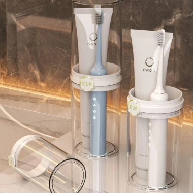 Hộp lưu trữ bàn chải & kem đánh răng UFASM di động, trong suốt chống bụi, phụ kiện phòng tắm du lịch