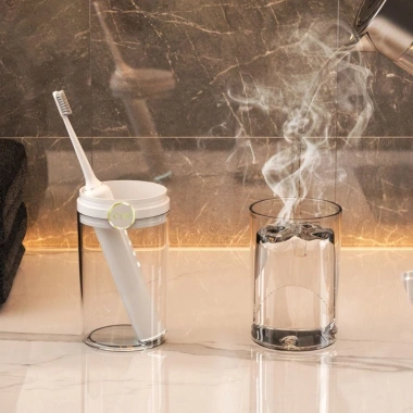 Hộp lưu trữ bàn chải & kem đánh răng UFASM di động, trong suốt chống bụi, phụ kiện phòng tắm du lịch
