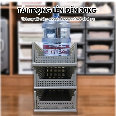 Hộp lưu trữ LADOHOME LH-5.555 gấp gọn, xếp chồng - Đựng quần áo, giày dép, văn phòng phẩm, giá 99.000₫