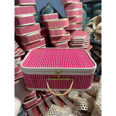 Hộp mành tre đỏ cao cấp đa năng, đựng bánh kẹo, hủ hạt, trái cây - 142.000 VND
