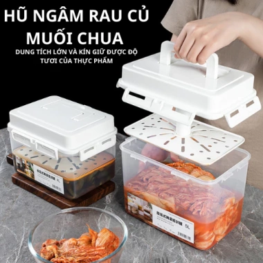 Hộp Muối Dưa Cà Thông Minh Nén Tự Động 5L - Ngâm Dưa, Cà, Kiệu, Kín Khí An Toàn 145k