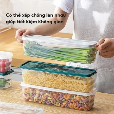 Hộp nhựa đựng thực phẩm có nắp – Bảo quản rau, củ, quả tủ lạnh, giữ tươi mới, 11.000đ