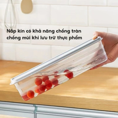 Hộp nhựa đựng thực phẩm có nắp – Bảo quản rau, củ, quả tủ lạnh, giữ tươi mới, 11.000đ