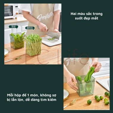 Hộp nhựa EC Life 05A05 trong suốt tinh linh, đựng rau củ nhỏ, cửa kéo tủ lạnh, 37.000đ