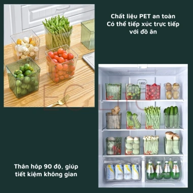 Hộp nhựa EC Life 05A05 trong suốt tinh linh, đựng rau củ nhỏ, cửa kéo tủ lạnh, 37.000đ