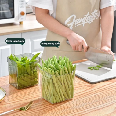 Hộp nhựa EC Life 05A05 trong suốt tinh linh, đựng rau củ nhỏ, cửa kéo tủ lạnh, 37.000đ