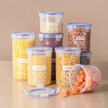 Hộp nhựa My Home DN143 tròn cao, nắp đậy dung tích lớn, lưu trữ hạt, gia vị, ngũ cốc – 13.000đ
