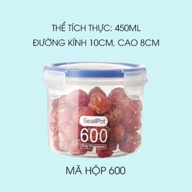 Hộp nhựa My Home DN143 tròn cao, nắp đậy dung tích lớn, lưu trữ hạt, gia vị, ngũ cốc – 13.000đ 10
