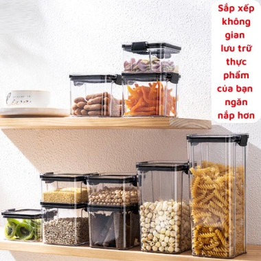 Hộp nhựa trong suốt đựng thực phẩm, trái cây sấy, nắp kín, xếp trồng, bảo quản ăn vặt, ngăn nắp bếp 38k 4 Hộp nhựa trong suốt đựng thực phẩm, trái cây sấy, nắp kín, xếp trồng, bảo quản ăn vặt, ngăn nắp bếp 38k 4
