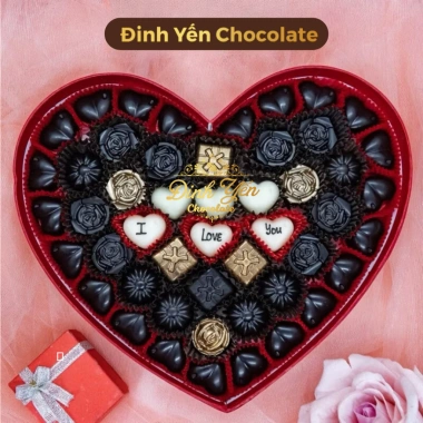Hộp quà socola Valentine 26x3.5cm M4C 48 viên - Quà tặng chocolate ngày lễ tình nhân 450k