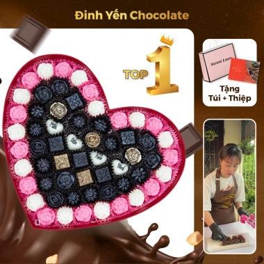 Hộp quà socola Valentine 30x3.5cm 57-58 viên chocolate, quà tặng ngày lễ tình nhân, giá 500.000₫