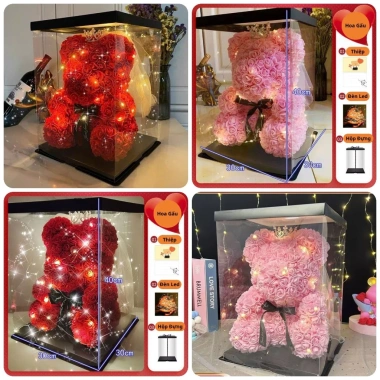 Hộp Quà Tặng Hoa Gấu Đội Vương Miện có Đèn LED - Quà Sinh Nhật, Valentine, Cưới 179k Hộp Quà Tặng Hoa Gấu Đội Vương Miện có Đèn LED - Quà Sinh Nhật, Valentine, Cưới 179k