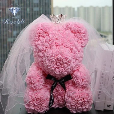 Hộp Quà Tặng Hoa Gấu Đội Vương Miện có Đèn LED - Quà Sinh Nhật, Valentine, Cưới 179k
