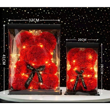 Hộp Quà Tặng Hoa Gấu Đội Vương Miện có Đèn LED - Quà Sinh Nhật, Valentine, Cưới 179k