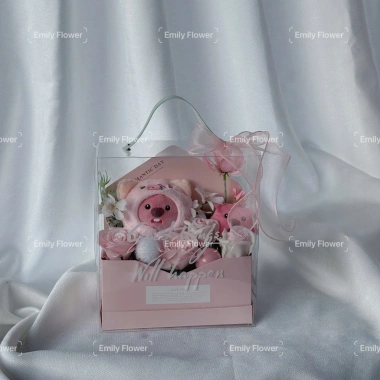 Hộp Quà Tặng Valentine 8/3 Sinh Nhật – Hoa Sáp Thơm Vĩnh Cửu, Gấu Bông Mini Cute hộp, 199.000 VND 3