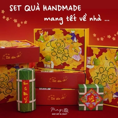 Hộp quà Tết 3 món DIY Tiệm tạp hoá Nhà May – 20 hình gỗ tô màu, decor lì xì, giá ưu đãi 269k 3
