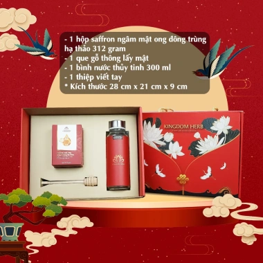 Hộp quà Tết Set Saffron, Mật Ong & Đông Trùng Hạ Thảo Kingdom Herb - Chính hãng, Giá 514.999 VND