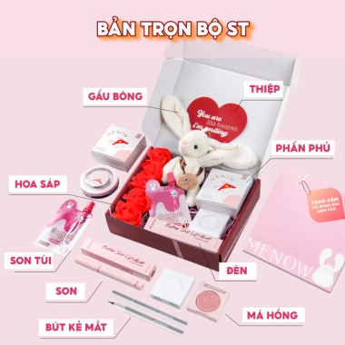 Hộp quà Valentine 14/2 cho bạn gái: trang điểm, túi quà, gấu bông, hoa sáp, đèn Menow Bunny Box - Giá ưu đãi 389k 8 Hộp quà Valentine 14/2 cho bạn gái: trang điểm, túi quà, gấu bông, hoa sáp, đèn Menow Bunny Box - Giá ưu đãi 389k 8