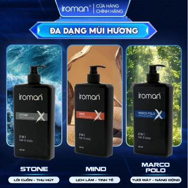 Hộp Quà Valentine IROMAN 2in1 Tắm Gội 400g, Nước Hoa 30ml, Sữa Rửa Mặt 120g, Dược Nam, Tặng Túi Thiệp, Giá 330.000VND 4