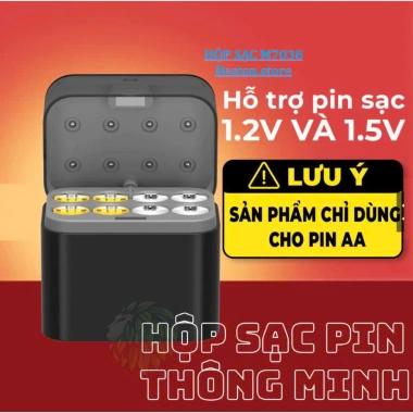 Hộp sạc pin AA Beston M7.038 Type‑C, sạc 1.2V‑1.5V, đèn báo – Giá ưu đãi 129.000₫ 3
