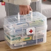 Hộp sơ cứu nhựa trong suốt 3 tầng, đa ngăn, tay cầm, di động, lưu trữ y tế cho gia đình du lịch – 210.000₫