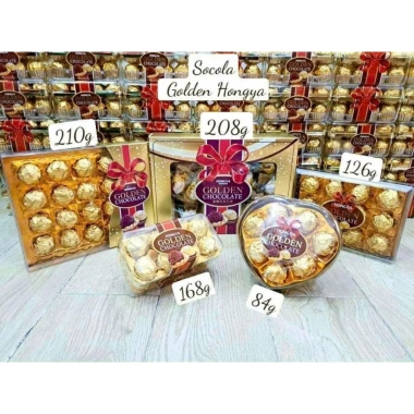 Hộp Socola Hongya Golden đa mẫu: Sandwich Ball, Hình quạt, Trái tim, Hình vuông - Giá 47.500₫ 2