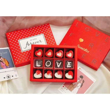 Hộp Socola Trái Tim Mix Love Quà Tặng Valentine Đơn Giản Full Hộp Túi Thiệp