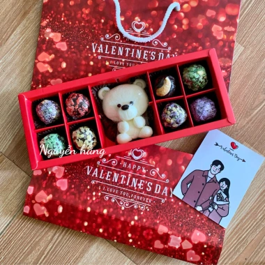 Hộp Socola Truffle 4-8 Viên Mix Gấu AVY - Quà Valentine Ngon, Ít Ngọt, kèm thiệp 2