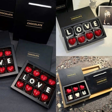 Hộp Socola Valentine Đen Đỏ Mix – Quà Tặng Người Yêu Đáng Yêu, Siêu Ngon Ít Ngọt, Giá Sỉ 79.000₫