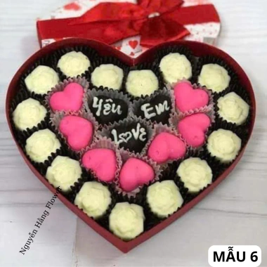 Hộp Socola Valentine Trái Tim Enzi - Ít Ngọt, Kèm Thiệp và Túi, Tặng Người Yêu 14/2