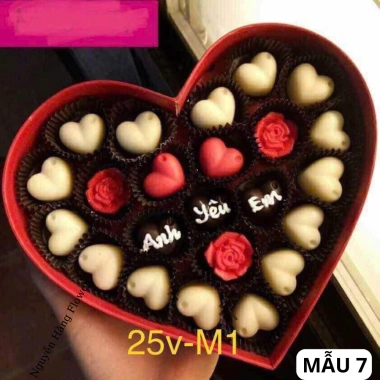 Hộp Socola Valentine Trái Tim Enzi - Ít Ngọt, Kèm Thiệp và Túi, Tặng Người Yêu 14/2