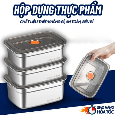 Hộp thực phẩm inox khay tủ lạnh ngăn mùi, nắp đậy dễ mở, tiện lợi, giá 76.000 10