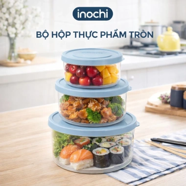 Hộp thực phẩm tròn Inochi Hokkaido 500‑2.500ml, nhiều màu, giá 21.750₫
