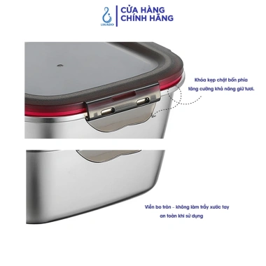 Hộp thực phẩm vuông Likado inox 304 - 600ml/1.200ml/2.400ml an toàn bền giá 119.000 VND