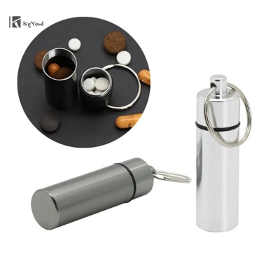 Hộp Thuốc Hợp Kim Nhôm Chống Thấm, Móc Khóa Di Động, Bảo Quản Du Lịch Ngoài Trời