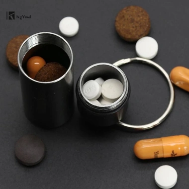 Hộp Thuốc Hợp Kim Nhôm Chống Thấm, Móc Khóa Di Động, Bảo Quản Du Lịch Ngoài Trời