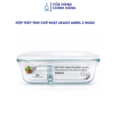 Hộp Thủy Tinh Chữ Nhật Likado Chịu Nhiệt - Nắp Đậy Kín, Dùng Lò Vi Sóng, Giá 41.000