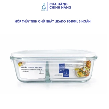 Hộp Thủy Tinh Chữ Nhật Likado Chịu Nhiệt - Nắp Đậy Kín, Dùng Lò Vi Sóng, Giá 41.000
