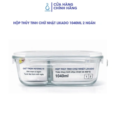 Hộp Thủy Tinh Chữ Nhật Likado Chịu Nhiệt - Nắp Đậy Kín, Dùng Lò Vi Sóng, Giá 41.000