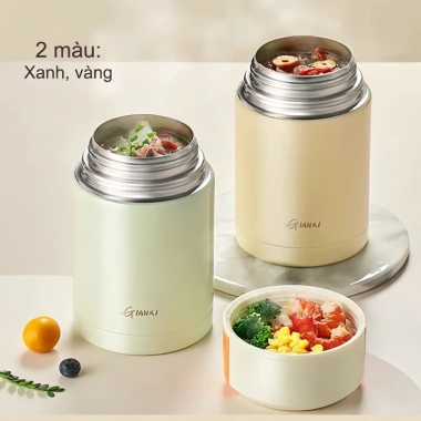 Hộp ủ cháo giữ nhiệt Inox 316 GIANXI - Bình giữ ấm đồ ăn, an toàn thực phẩm, thiết kế sang trọng, giảm còn 250.000 VND
