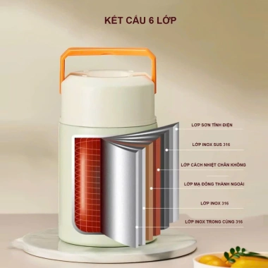 Hộp ủ cháo giữ nhiệt Inox 316 GIANXI - Bình giữ ấm đồ ăn, an toàn thực phẩm, thiết kế sang trọng, giảm còn 250.000 VND