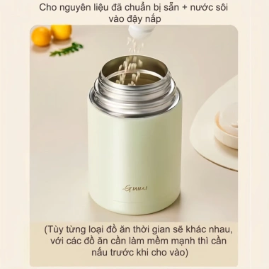 Hộp ủ cháo giữ nhiệt Inox 316 GIANXI - Bình giữ ấm đồ ăn, an toàn thực phẩm, thiết kế sang trọng, giảm còn 250.000 VND