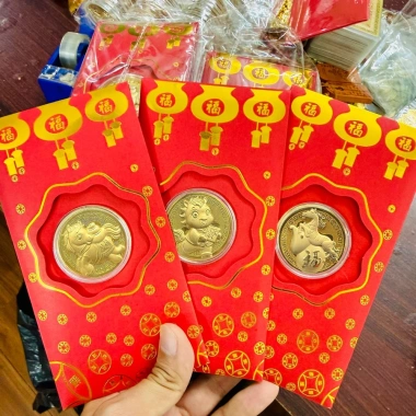 HÓT Bao lì xì Ngựa mạ vàng - Thần Tài phong thủy may mắn tài lộc Tết Bính Ngọ 2.026