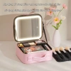 Hrold Cốp Makeup Hồng 26x23x11cm Đèn LED Gương Nhân, Túi Đựng Đồ Trang Điểm 6
