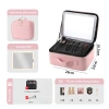 Hrold Cốp Makeup Hồng 26x23x11cm Đèn LED Gương Nhân, Túi Đựng Đồ Trang Điểm 8