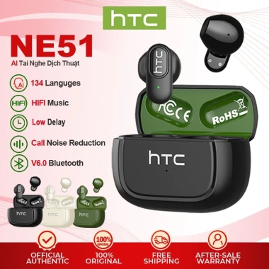 HTC NE51 Mini - Tai nghe dịch thuật AI Bluetooth V6.0, Chống ồn IPX5, không dây