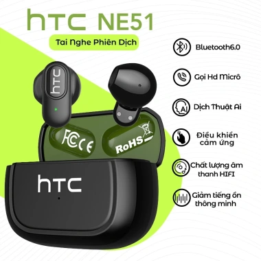 HTC NE51 Tai Nghe Phiên Dịch Khử Tiếng Ồn Mic HIFI Stereo Bluetooth 6.0 IPX5 Chống Nước