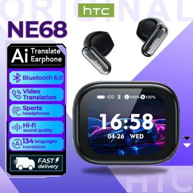 HTC NE68 Tai nghe AI Bluetooth 6.0 - Dịch 134 ngôn ngữ, LED, âm thanh HiFi, khử tiếng ồn