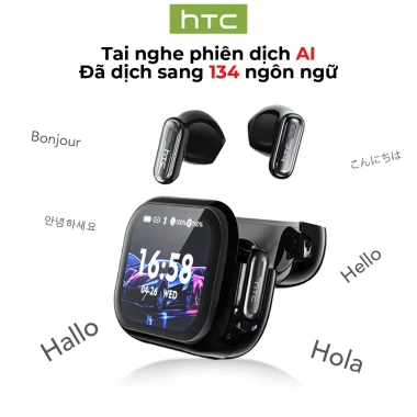 HTC NE68 Tai nghe AI Bluetooth 6.0 - Dịch 134 ngôn ngữ, LED, âm thanh HiFi, khử tiếng ồn